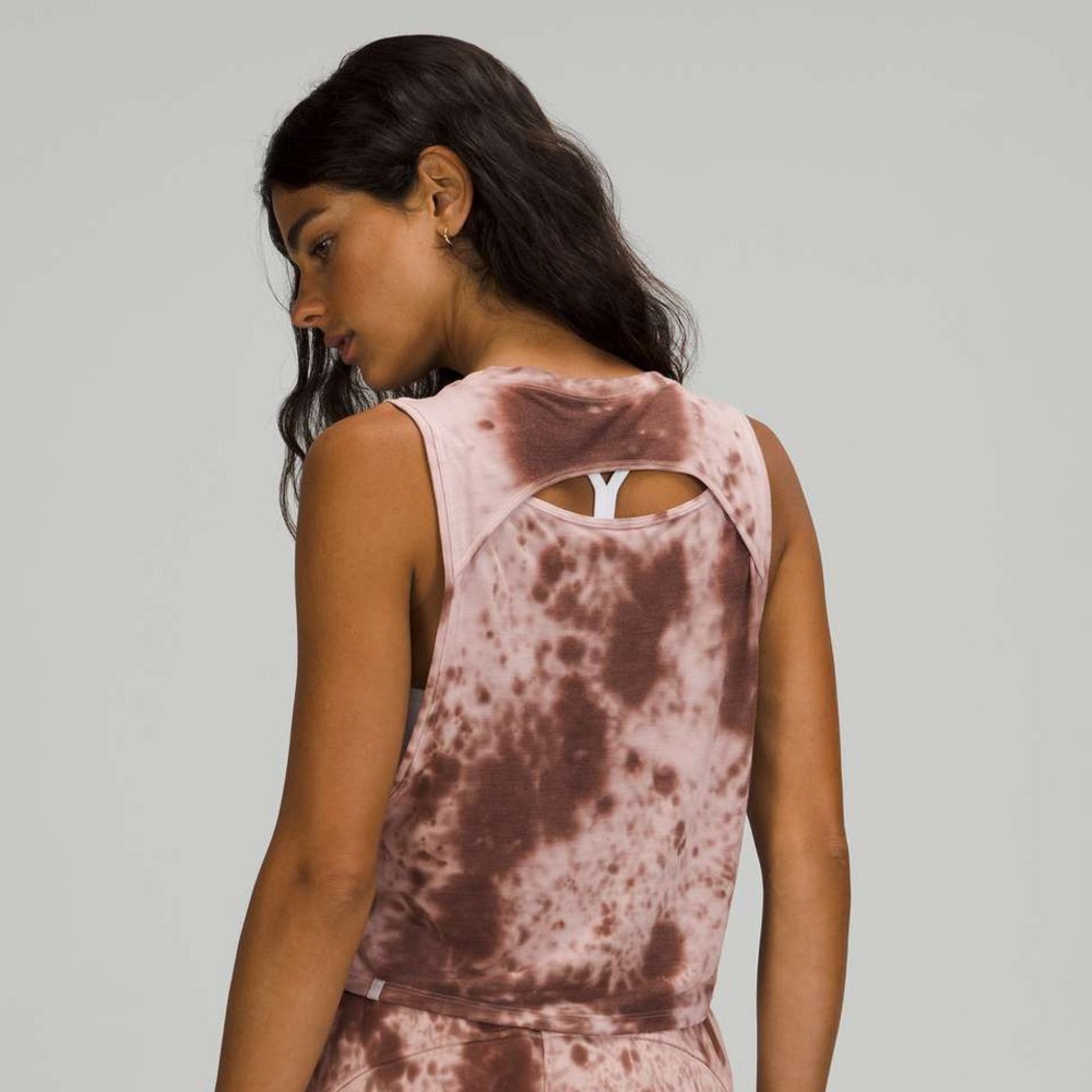 Lululemon Cut Back Crop Tank Top Marble Dye Silky‎ French Press